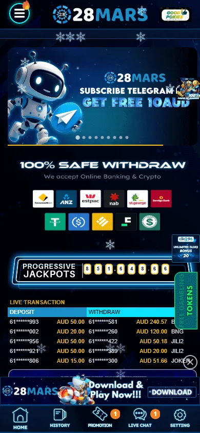 28mars Casino home experience on a mobile phone with touch-friendly casino access